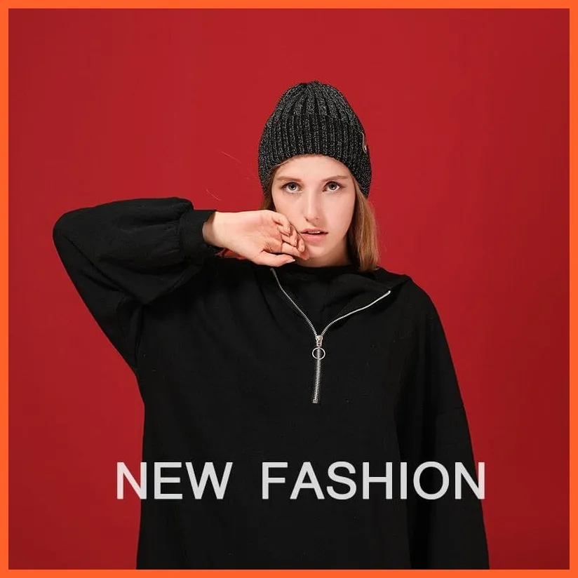 Women'S Wool Casual Autumn Winter Brand New Double Layer Thick Beanies | Girls Knitted Skullies Beanies Caps