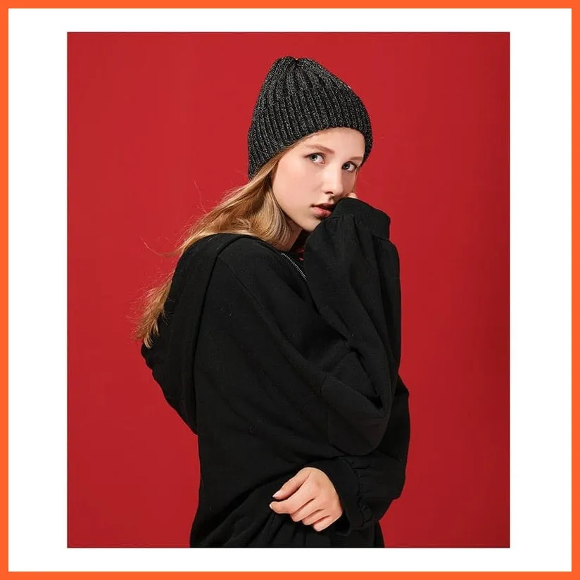 Women'S Wool Casual Autumn Winter Brand New Double Layer Thick Beanies | Girls Knitted Skullies Beanies Caps