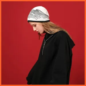 Wool Winter Hat Female Flowers Embroidery Knitted Hats | Warm Gravity Falls Cap Womens Thick Skullies Beanies